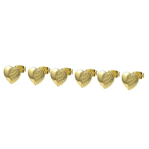 Produktbild: SAFIGLE 3 Paare Liebes-Flügel-Ohrringe kolczyki damskie heart earrings goldohrringe ohrringe gold Ohrringe für Frauen Ohrringe Damen Ohrringe Herz-Ohrstecker Legierung Golden