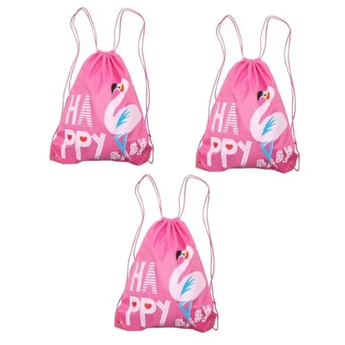 Produktbild: SAFIGLE 3st Fitnesstasche Sporttasche Rucksack Mit Kordelzug Turnbeutel Kordelzug Reisetasche Tasche Reisetasche Rucksack Mehrzweckrucksäcke Tasche Mit Kordelzug Wäschesack Rosa