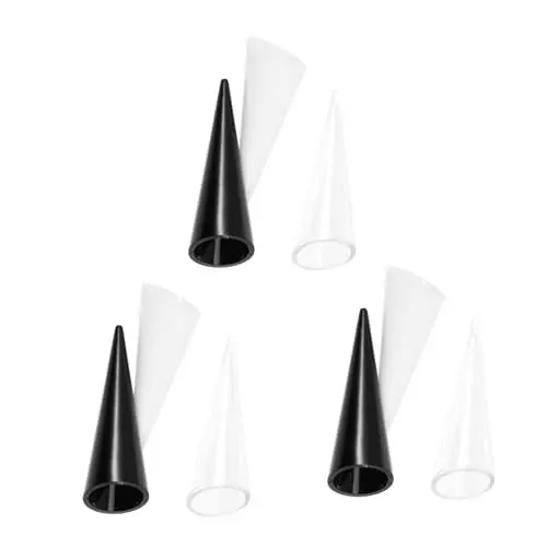 Produktbild: SAFIGLE 45 Stück Ringhalter Schmucktürme Kegelform Schmuckdisplay Transparenter Ring Schmuckständer Ringdisplay Schaufenster Böser Blick Auto Hängedekoration Halloween