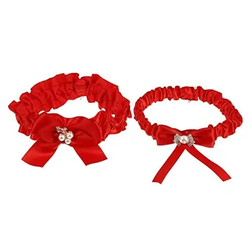 Produktbild: SAFIGLE 4 Sets Bowknot Strumpfbänder Frauen Hochzeit Band Gürtel Für Braut Bein Zubehör