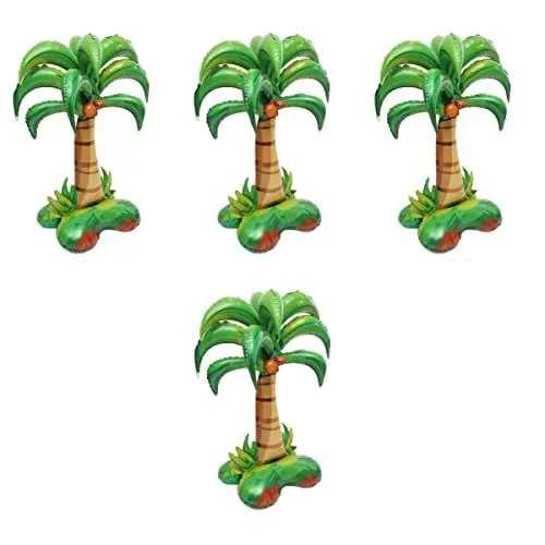 Produktbild: SAFIGLE 4 Stück Folienballon Aus Kokosnuss-aluminium Hawaii-partyballon Hawaiianische Luau Partydekoration Palmen-ballon-kit Palmen Folienballons 3d Strand Aluminiumfolie Heliumballon
