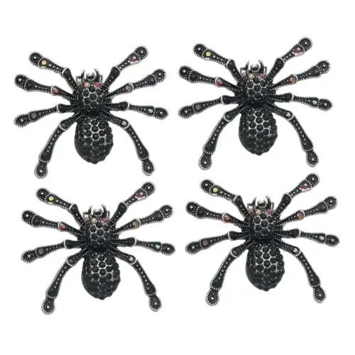 Produktbild: SAFIGLE 4 Stück Spinnenschuhblume Schwarzes Schuhclips Für Die Braut High Heels Schwarz Brautschmuck Hochzeitsschmuck Schwarze High Heels Strass-schuhschnalle Schuhe Legierung