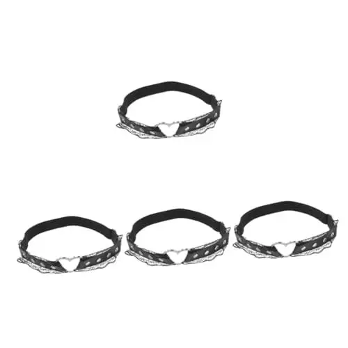 Produktbild: SAFIGLE 4 Stück Strapsgürtel Aus Leder Im Punk-Stil Mit Spitzen-oberschenkelring Und Pfirsichfarbener Liebesform Strumpfbandschnalle Unisex-Strumpfband Fester Strumpfhalter Frauen Black