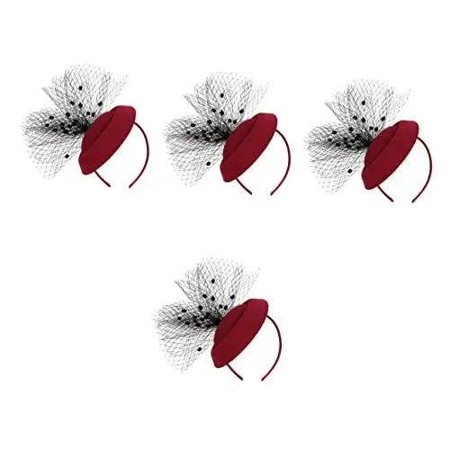 Produktbild: SAFIGLE 4 Stück Tea Party Hut Modischer Stil Hüte Für Damen Damen Hüte Kopfbedeckung Für Damen Damen Hut Hüte Für Damen Modischer Eleganter Retro Hut Netzstoff