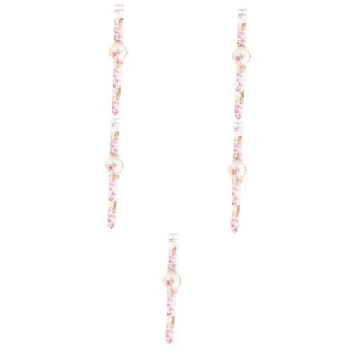 Produktbild: SAFIGLE 5St bunt Bedruckte Uhr damenarmbanduhren for Women Trendige Silikonarmbanduhr Party Armbanduhr weibliches Accessoire Damen Armbanduhr Quarzuhr Bequeme Damenuhr Edelstahl Rosa