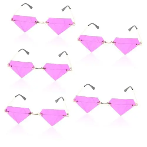 Produktbild: SAFIGLE 5 Paare Diamantförmige Gläser Sonnenbrille groß für Erwachsene lustige sonnenbrillen für männer women sunglasses okulary sloneczne damskie rahmenlose Brille Coole Brille für Teens