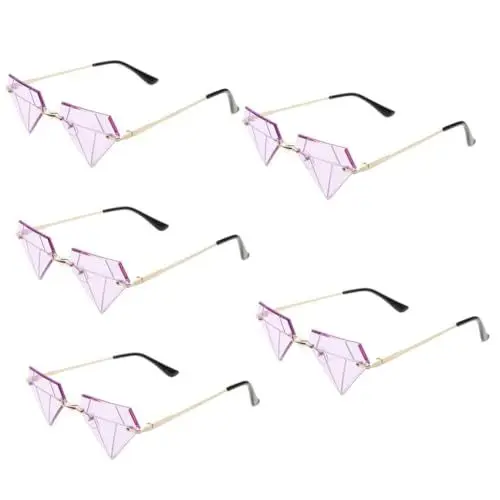 Produktbild: SAFIGLE 5 Paare Diamantförmige Gläser Sonnenbrille sonnenrbille Disco-Party-Brille Herrenbrillen rahmenlose Brille Partybrille für Erwachsene randlose Brille lustig kleiner Rahmen Fräulein
