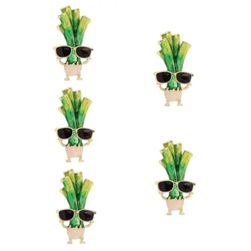 Produktbild: SAFIGLE 5stücke Scallions Brooch Lustige Metallbrosche Für Frauen Gemüse-lapel-pin Für Kleidung Schicke Anstecknadel Für Pullover Schals Und Anzüge Originelles Für Besondere