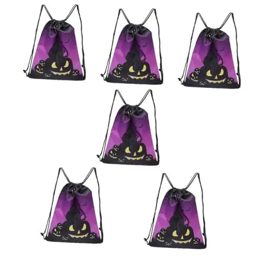 Produktbild: SAFIGLE 6 STK Halloween-Rucksack Halloween-Taschen Mit Kordelzug Halloween-zubehör Rucksack Für Kinder Halloween-Beutel Mit Kordelzug Herrenrucksack Süßigkeitentasche Sport Polyester Damen