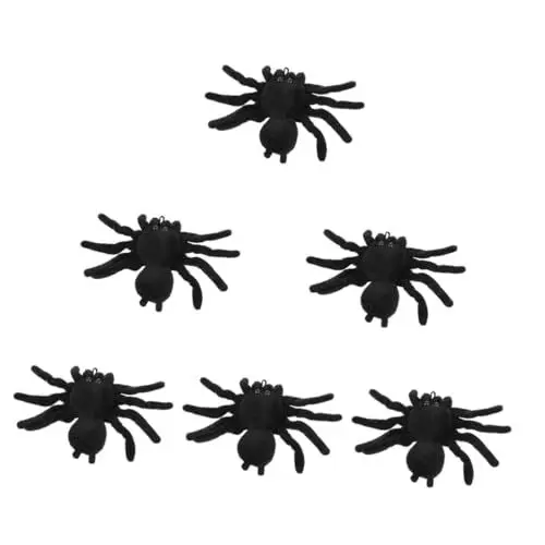 Produktbild: SAFIGLE 6 STK Spinnenbrosche Halloween-Dekoration Hängende Zierspinne Tür Hängende Dekoration Gefälschte Spinnenrequisiten Spinnenanhänger Realistische Tierfiguren Spukhaus Spinne Plüsch