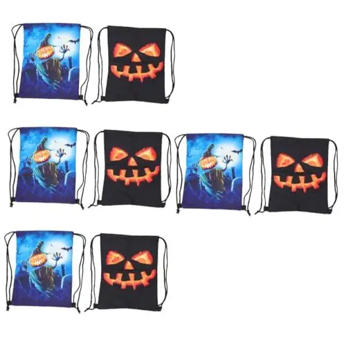 Produktbild: SAFIGLE 8 STK Kürbiskopf-Rucksack Halloween-kordelzugbeutel Rucksack Mit Kordelzug Für Kinder Bäckerei Tasche Snack-Tasche Urlaub Leckerbissen Tasche Mann Sporttasche Wasserdicht Polyester