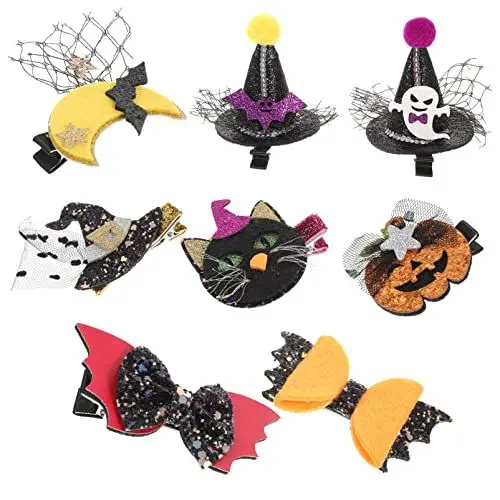 Produktbild: SAFIGLE 8 Stücke Kürbis Hut Clip Set Halloween Haar Clips Kinder Entzückende Barrettes Für Mädchen