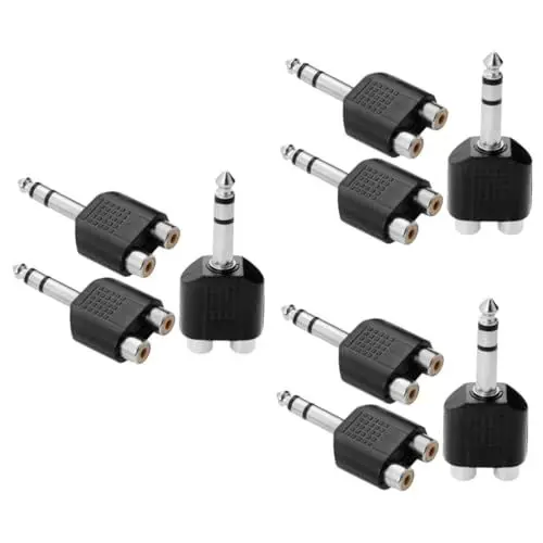 Produktbild: SAFIGLE 9 Stk Audio-Adapter einstecken Lautsprecher Stecker Audiokonverter Adapter für Subwoofer 6,35 mm auf Cinch binaural Splitter Verbinder männlich zu weiblich Spender Plastik