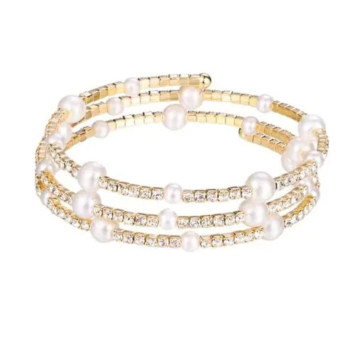 Produktbild: SAFIGLE Luxuriöses Dreilagiges Armband Mit Strasssteinen Und Diamanten Für Brautpartys