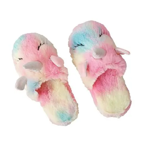 Produktbild: SAFIGLE Einhorn-baumwoll-hausschuhe Plüsch Hausschuhe Tierhausschuhe Für Kinder Fleece-hausschuhe Rutschfester Hausschuh Rutschfeste Hausschuhe Für Den Innenbereich Schöner Hausschuh Rosa