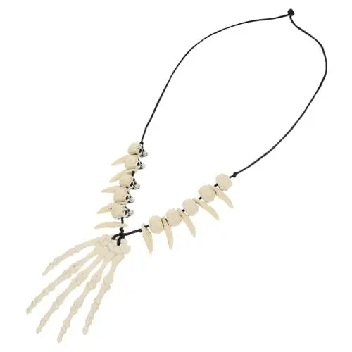Produktbild: SAFIGLE Resin Skull Necklace Mit Knochenanhänger Retro Halloween Halskette Für Damen Und Perfektes Accessoire Für Kostümpartys Und Tägliches Tragen