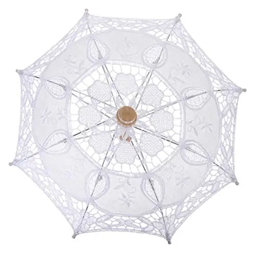 Produktbild: SAFIGLE Regenschirm aus Spitze elegant weiblichkeit holzstiel prrety women presents for women Braut Regenschirm Regenschirme für Kinder Hochzeitsfoto Requisite Hochzeitsschirm hölzern Weiß