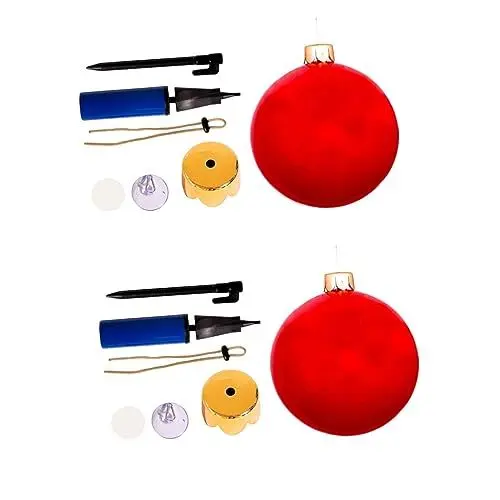 Produktbild: SAFIGLE Weihnachtsschmuck 2st Weihnachtsballons Große Aufblasbare Weihnachtsverzierung Urlaub Hüpfburgen en Im Freien Hof Weihnachtsgroßer Aufblasbarer Ball PVC Kugelförmig Hand Pumpe