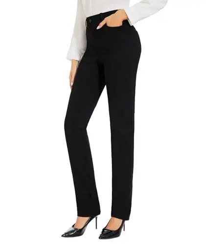 Produktbild: SAFORT Damen Yogahose Lange Sporthose Hohe Taille Stretch Freizeit Jogginghose Elegant Arbeitshose Geradem Bein Hose mit Taschen, 86cm, Schwarz, M