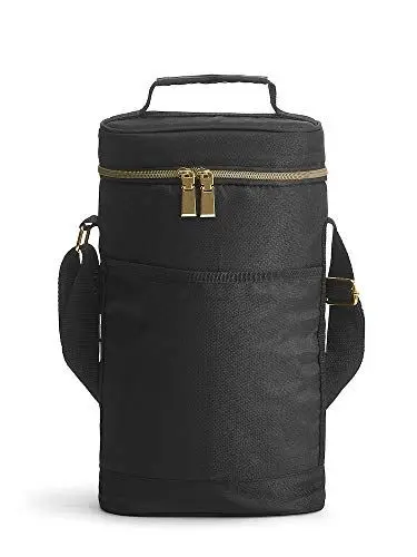 Produktbild: Sagaform City Weinkühler Tasche, 22 x 11 x 36 cm, Kühltasche für Zwei Weinflaschen oder Zwei 1,5 Liter PET-Flaschen, Flaschentasche, Weintasche mit Leinen-Optik, Mit Tragegriff und Tragegurt, Schwarz