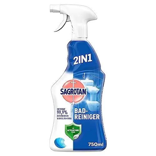 Produktbild: Sagrotan Bad-Reiniger Ozeanfrische – 2in1 Desinfektionsreiniger mit Antischmutzfilm für zuverlässige Hygiene im Badezimmer – 1 x 750 ml Sprühflasche(Das Produktdesign kann abweichen.)