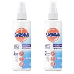 Produktbild: Sagrotan Hygiene Pumpspray – Desinfektionsmittel für Textilien und Oberflächen im Haushalt – 2 x 250 ml Sprühflasche im praktischen Vorteilspack