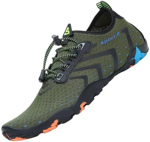 Produktbild: SAGUARO Badeschuhe Damen Herren Wasserschuhe Schwimmschuhe Schnelltrocken Aquaschuhe Strandschuhe Leicht Neoprenschuhe Surfschuhe rutschfeste Tauchschuhe Wassersportschuhe Stil 1:Grün Gr.44 EU