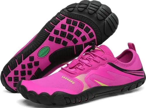 Produktbild: SAGUARO Badeschuhe Herren Wasserschuhe Damen Barfuss Schuhe Sport Schwimmschuhe Barfußschuhe Gegen Seeigel Aquaschuhe rutschfest Strandschuhe Leicht Neoprenschuhe Barfussschuhe Tiefes Rosa, Gr.38