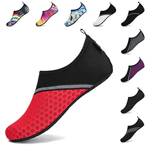 Produktbild: SAGUARO Badeschuhe Damen Wasserschuhe Herren Atmungsaktiv Strandschuhe für Yoga Aquaschuhe Frauen Surfschuhe Männer Sommer Strand Garten Wassersport Surfen Beach Rot 38/39 EU
