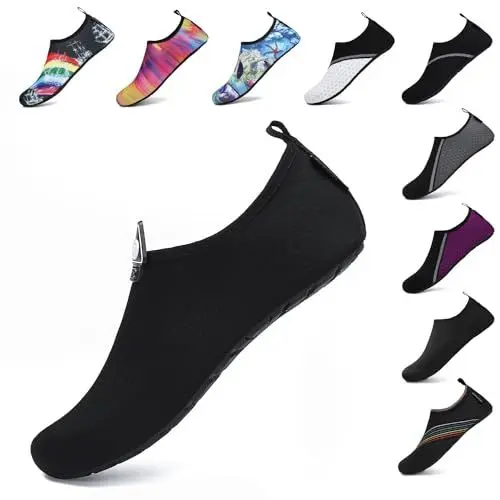 Produktbild: SAGUARO Badeschuhe Damen Wasserschuhe Herren Atmungsaktiv Strandschuhe für Yoga Aquaschuhe Frauen Surfschuhe Männer Sommer Strand Garten Wassersport Surfen Dunkel 38/39 EU