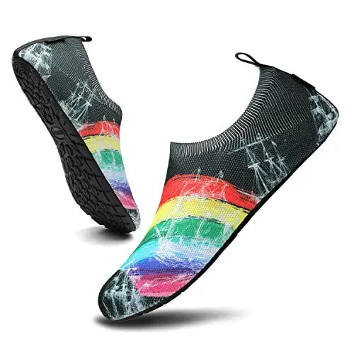 Produktbild: SAGUARO Badeschuhe Damen Wasserschuhe Herren Leichte Schwimmschuhe rutschfest Strandschuhe Aquaschuhe Yoga Schuhe für Frauen, Mehrfarbig 36/37EU
