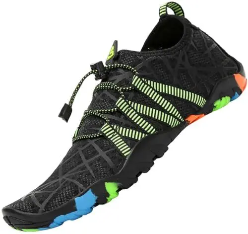 Produktbild: SAGUARO Badeschuhe Herren Damen Wasserschuhe Schwimmschuhe Strandschuhe Aquaschuhe Neoprenschuhe Tauchschuhe - rutschfeste Leicht Schnelltrocknende, Schwarz 1 Gr.43 EU