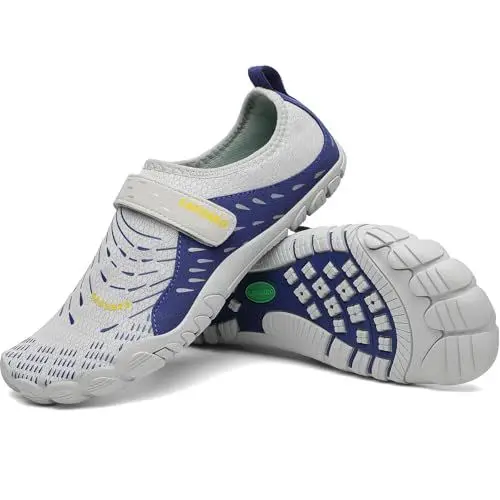 Produktbild: SAGUARO Badeschuhe Herren Wasserschuhe Damen - Schwimmschuhe rutschfeste Aquaschuhe Schnelltrocknende Strandschuhe Surfschuhe Barfußschuhe für Meer Steinstrand Surfen, Blau-Weiß Gr.41 EU