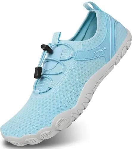 Produktbild: SAGUARO Badeschuhe Herren Wasserschuhe Männer Strandschuhe Damen Aquaschuhe Neoprenschuhe rutschfeste Schwimmschuhe Azurblau 39 EU