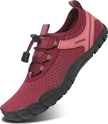 Produktbild: SAGUARO Badeschuhe Herren Wasserschuhe Männer Strandschuhe Damen Aquaschuhe Neoprenschuhe rutschfeste Schwimmschuhe Burgunderrot 40 EU