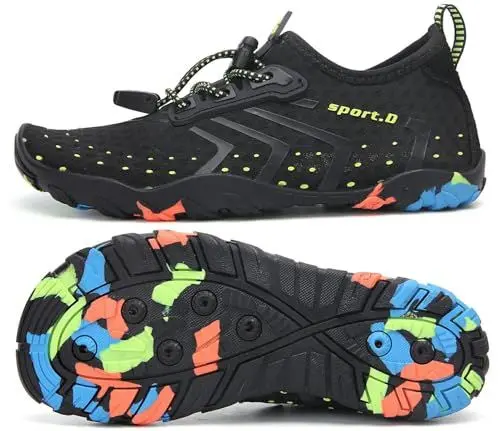 Produktbild: SAGUARO Badeschuhe Kinder Wasserschuhe Schwimmschuhe Jungen Mädchen Aquaschuhe Strandschuhe rutschfest Neoprenschuhe Surfschuhe Atmungsaktiv Wassersportschuhe Tauchschuhe St.1 Schwarz, Gr.31 EU