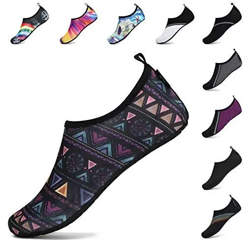Produktbild: SAGUARO Badeschuhe Strandschuhe Wasserschuhe Schwimmschuhe Aquaschuhe Surfschuhe Barfußschuhe Tauchschuhe Wassersportschuhe für Damen Herren Kariert 44/45 EU