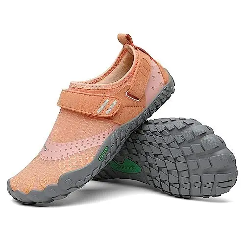 Produktbild: SAGUARO Barfußschuhe Damen Barfussschuhe Frauen Barfuss Schuhe Outdoor Zehenschuhe rutschfest Fitnessschuhe Barefoot Shoes mit Zero-Drop Solhe, Nimble Ⅰ - Barfußschuhe Orange A, Gr.39 EU