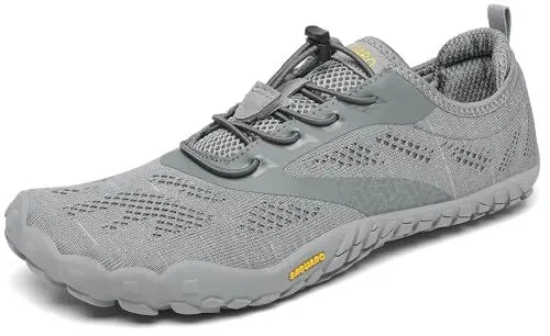 Produktbild: SAGUARO Barfußschuhe Damen Herren Zehenschuhe Traillaufschuhe Weich Bequem Barfussschuhe Fitnessschuhe Männer Frauen Trainingsschuhe für Joggen Laufen Wandern, Grau, 42 EU
