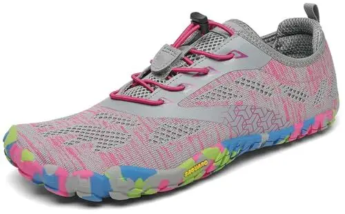 Produktbild: SAGUARO Barfußschuhe Damen Herren Zehenschuhe Traillaufschuhe Weich Bequem Barfussschuhe Fitnessschuhe Männer Frauen Trainingsschuhe für Joggen Laufen Wandern, Rouge Pink, 42 EU