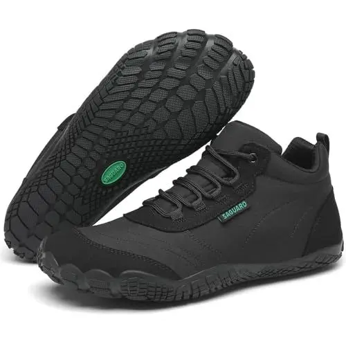 Produktbild: SAGUARO Barfußschuhe Herren Barfuss Schuhe Damen Barfusschuhe Leicht Zehenschuhe Bequem Fitnessschuhe rutschfest Traillaufschuhe Barefoot Shoes mit Zero-Drop Sohle Schwarz,EU Gr.41
