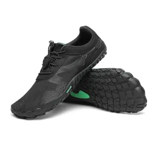 Produktbild: SAGUARO Barfußschuhe Herren Barfuss Schuhe Damen Zehenschuhe Outdoor & Indoor Fitnessschuhe Mit Breite Zehenbox, Vitality III - Barfußschuhe Sattes Schwarz,Gr.46