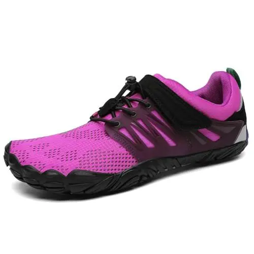Produktbild: SAGUARO Barfußschuhe Herren Barfussschuhe Damen Barfuss Schuhe Zehenschuhe Outdoor Fitnessschuhe rutschfest Traillaufschuhe Barefoot Shoes mit Zero-Drop Solhe Elektrisch Violett, Gr.36 EU