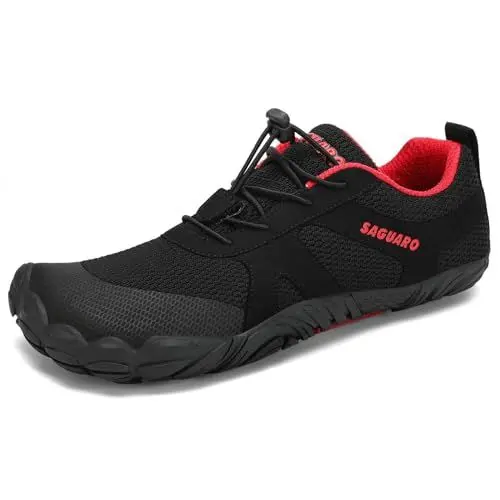 Produktbild: SAGUARO Barfußschuhe Herren Barfussschuhe Damen Barfuss Schuhe Zehenschuhe Outdoor Fitnessschuhe rutschfest Traillaufschuhe Barefoot Shoes mit Zero-Drop Solhe Nacht, Gr.42 EU