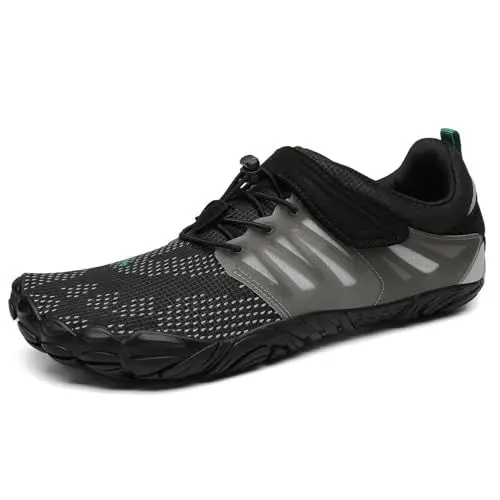 Produktbild: SAGUARO Barfußschuhe Herren Barfussschuhe Damen Barfuss Schuhe Zehenschuhe Outdoor Fitnessschuhe rutschfest Traillaufschuhe Barefoot Shoes mit Zero-Drop Solhe Unheimlich Schwarz, Gr.45 EU