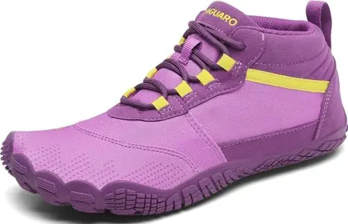 Produktbild: SAGUARO Barfußschuhe Herren Damen Fitnessschuhe Leicht Outdoor Barfuss Trekking & Wanderschuhe rutschfest Atmungsaktiv Zehenschuhe Traillaufschuhe mit Breite Zehenbox, Violett 41EU