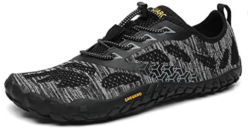 Produktbild: SAGUARO Barfußschuhe Damen Herren Zehenschuhe Traillaufschuhe Weich Bequem Barfussschuhe Fitnessschuhe Männer Frauen Trainingsschuhe für Joggen Laufen Wandern, Ebenholz Schwarz, 38 EU