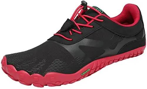 Produktbild: SAGUARO Barfußschuhe Herren Damen Traillaufschuhe Outdoor & Indoor Training Fitnessschuhe Wander Wald Strand Straße Laufschuhe Walkingschuhe Schnell Trocknend Badeschuhe, Apfelrot, 42 EU
