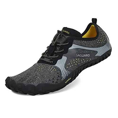 Produktbild: SAGUARO Barfussschuhe Herren Atmungsaktive Sommer Zehenschuhe Damen Outdoor Traillaufschuhe Schwarz 43