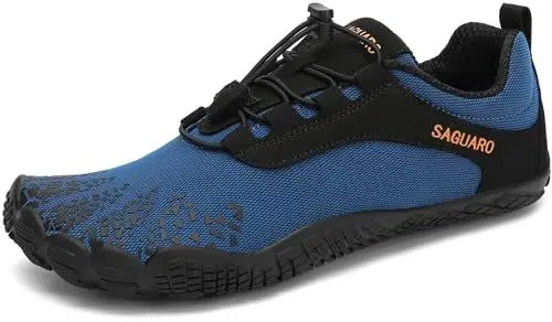 Produktbild: SAGUARO Barfußschuhe Herren Damen Zehenschuhe Ultraleicht Bequem Traillaufschuhe rutschfest Atmungsaktiv Barfussschuhe mit Breiter Zehenbox für Training Fitness, Blau, 42 EU